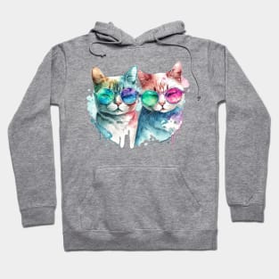 t-shirt cat water colors for valentine's day Hoodie